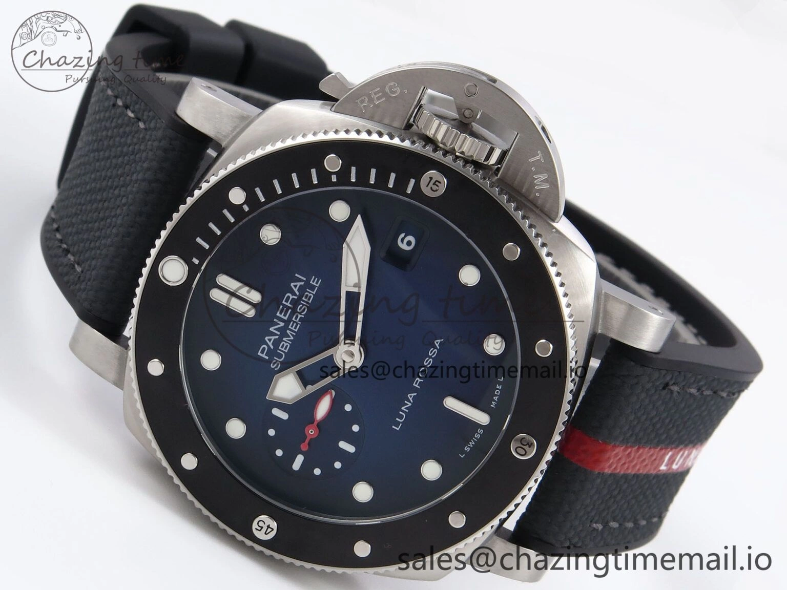 PAM1565 Luna Rossa Submersible VSF 1:1 Best Edition on Gray Fabric Strap P900