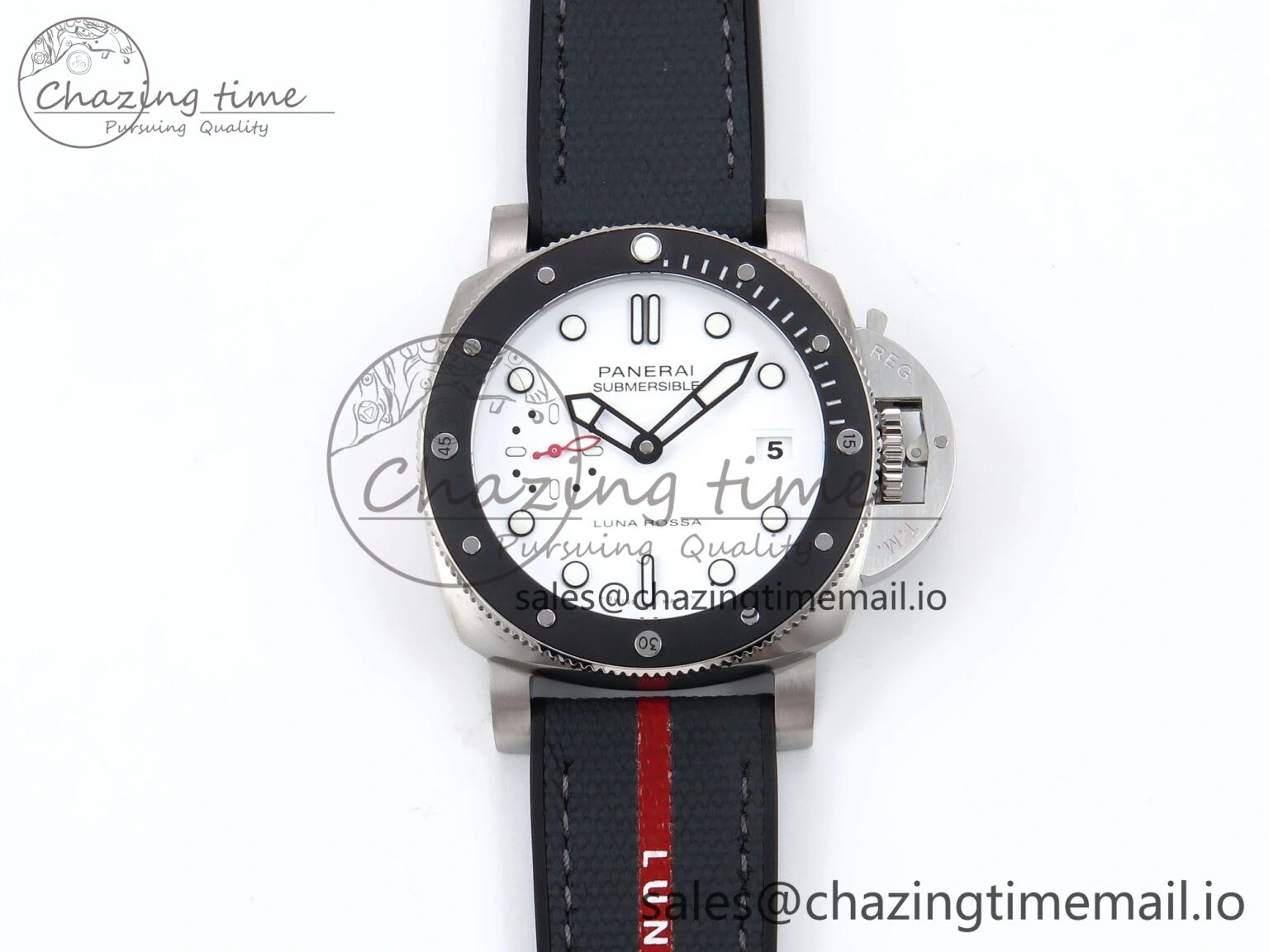 PAM1579 Luna Rossa Submersible VSF 1:1 Best Edition on Black Fabric Strap P900