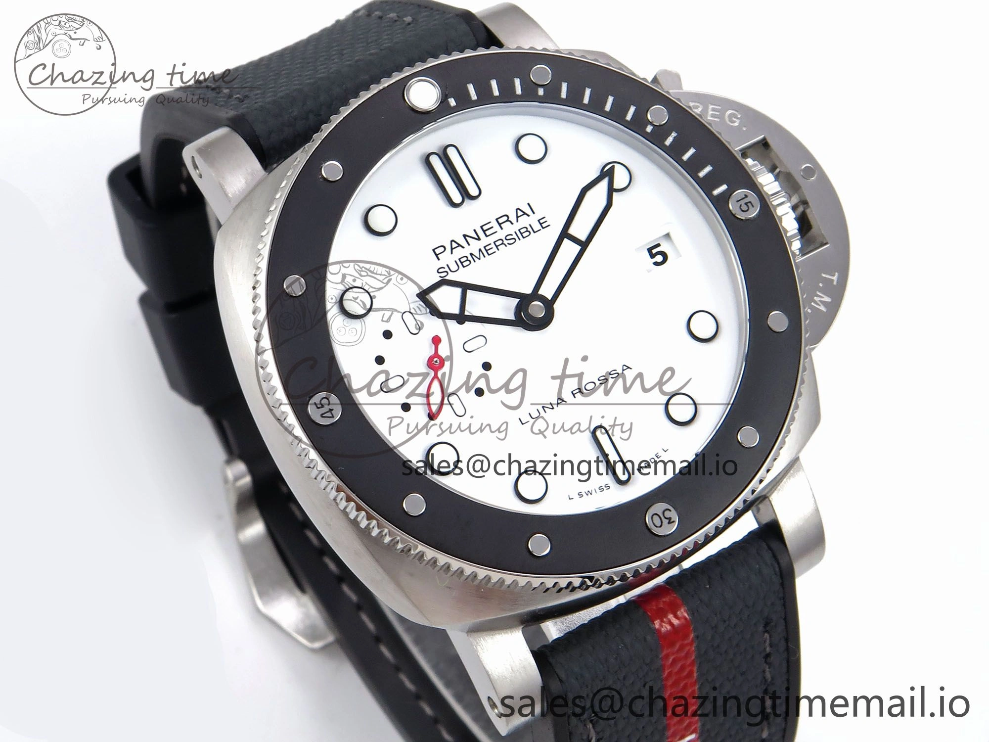 PAM1579 Luna Rossa Submersible VSF 1:1 Best Edition on Black Fabric Strap P900