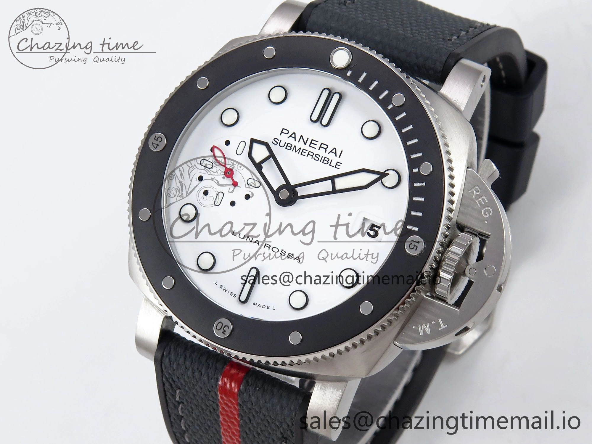 PAM1579 Luna Rossa Submersible VSF 1:1 Best Edition on Black Fabric Strap P900