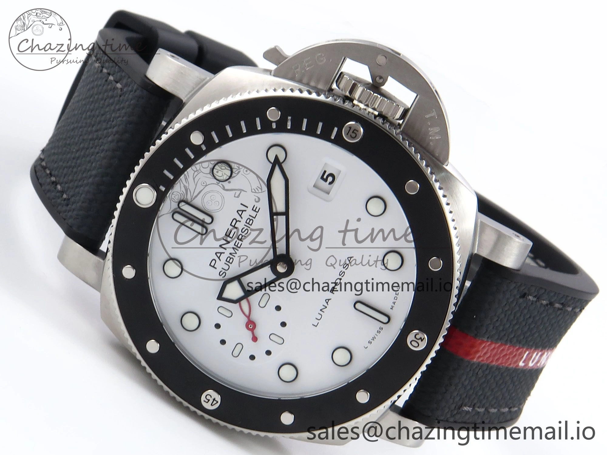 PAM1579 Luna Rossa Submersible VSF 1:1 Best Edition on Black Fabric Strap P900