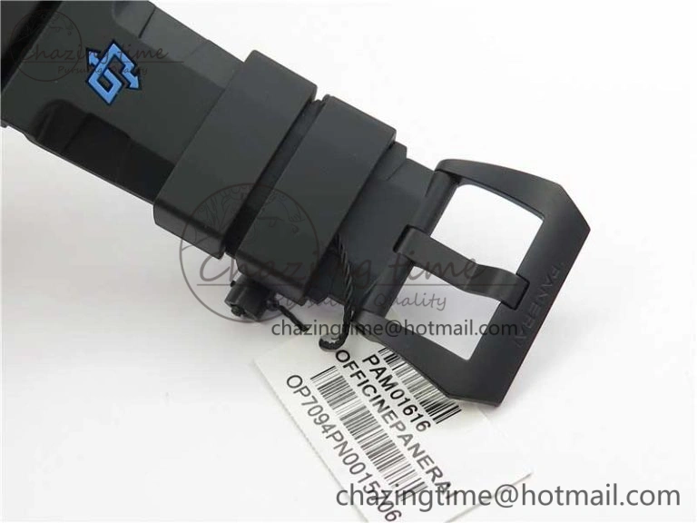 PAM1616 Carbotech 47mm VSF Best Edition Black Dial Blue Markers on Rubber Strap P.9010 Clone