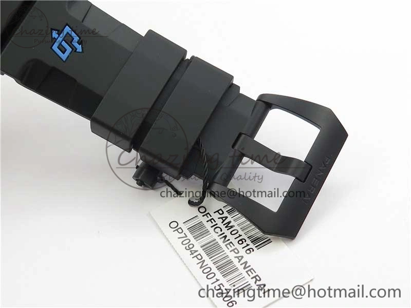 PAM1616 Carbotech 47mm VSF Best Edition Black Dial Blue Markers on Rubber Strap P.9010 Clone
