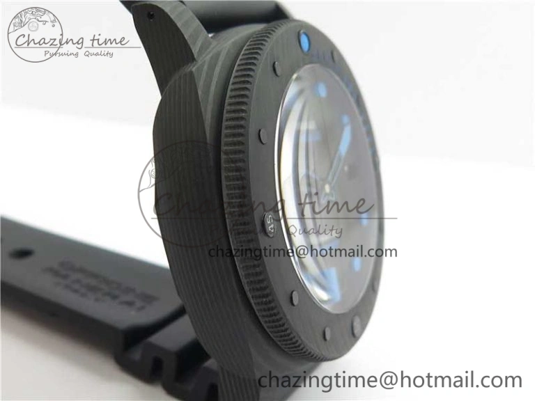 PAM1616 Carbotech 47mm VSF Best Edition Black Dial Blue Markers on Rubber Strap P.9010 Clone