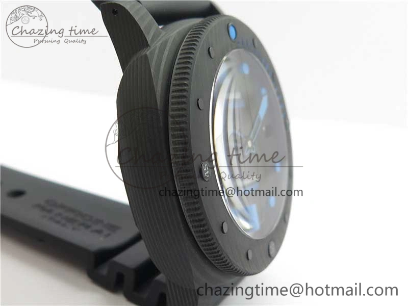 PAM1616 Carbotech 47mm VSF Best Edition Black Dial Blue Markers on Rubber Strap P.9010 Clone
