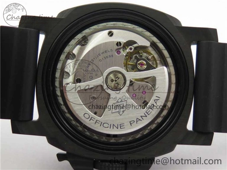 PAM1616 Carbotech 47mm VSF Best Edition Black Dial Blue Markers on Rubber Strap P.9010 Clone
