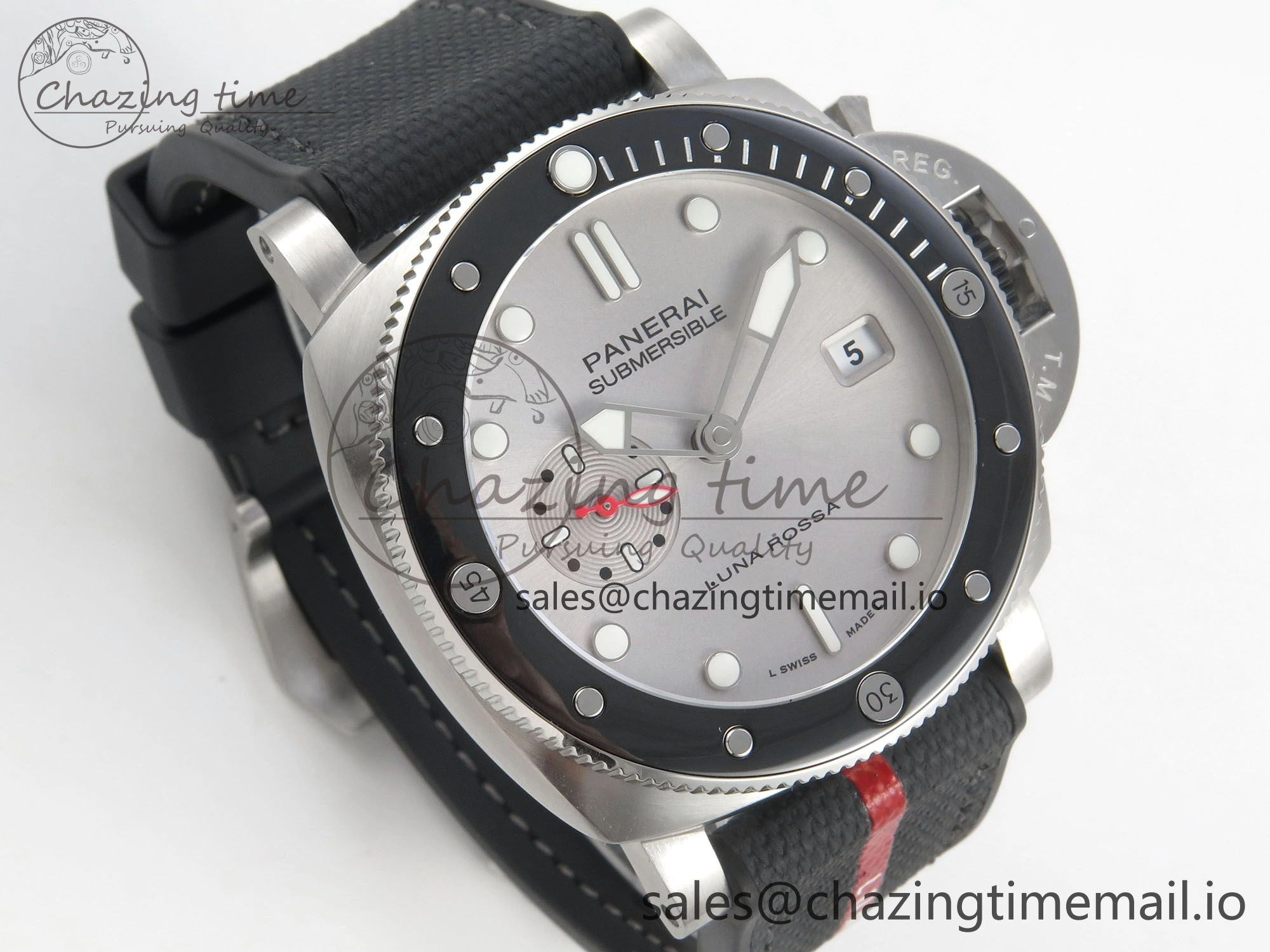 PAM1681 44mm Luna Rossa Submersible VSF 1:1 Best Edition On Gray Fabric Strap P900