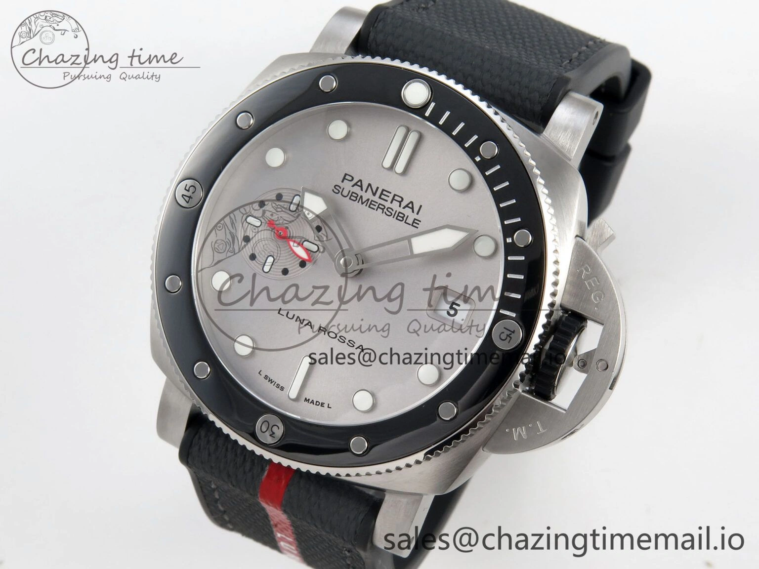 PAM1681 44mm Luna Rossa Submersible VSF 1:1 Best Edition On Gray Fabric Strap P900
