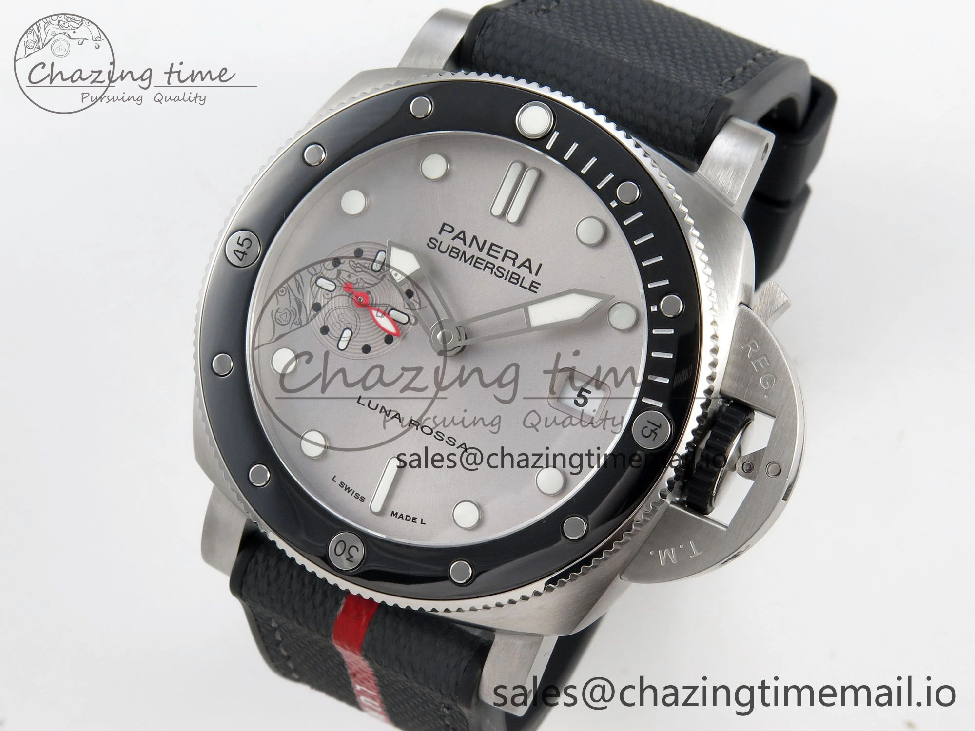PAM1681 44mm Luna Rossa Submersible VSF 1:1 Best Edition On Gray Fabric Strap P900