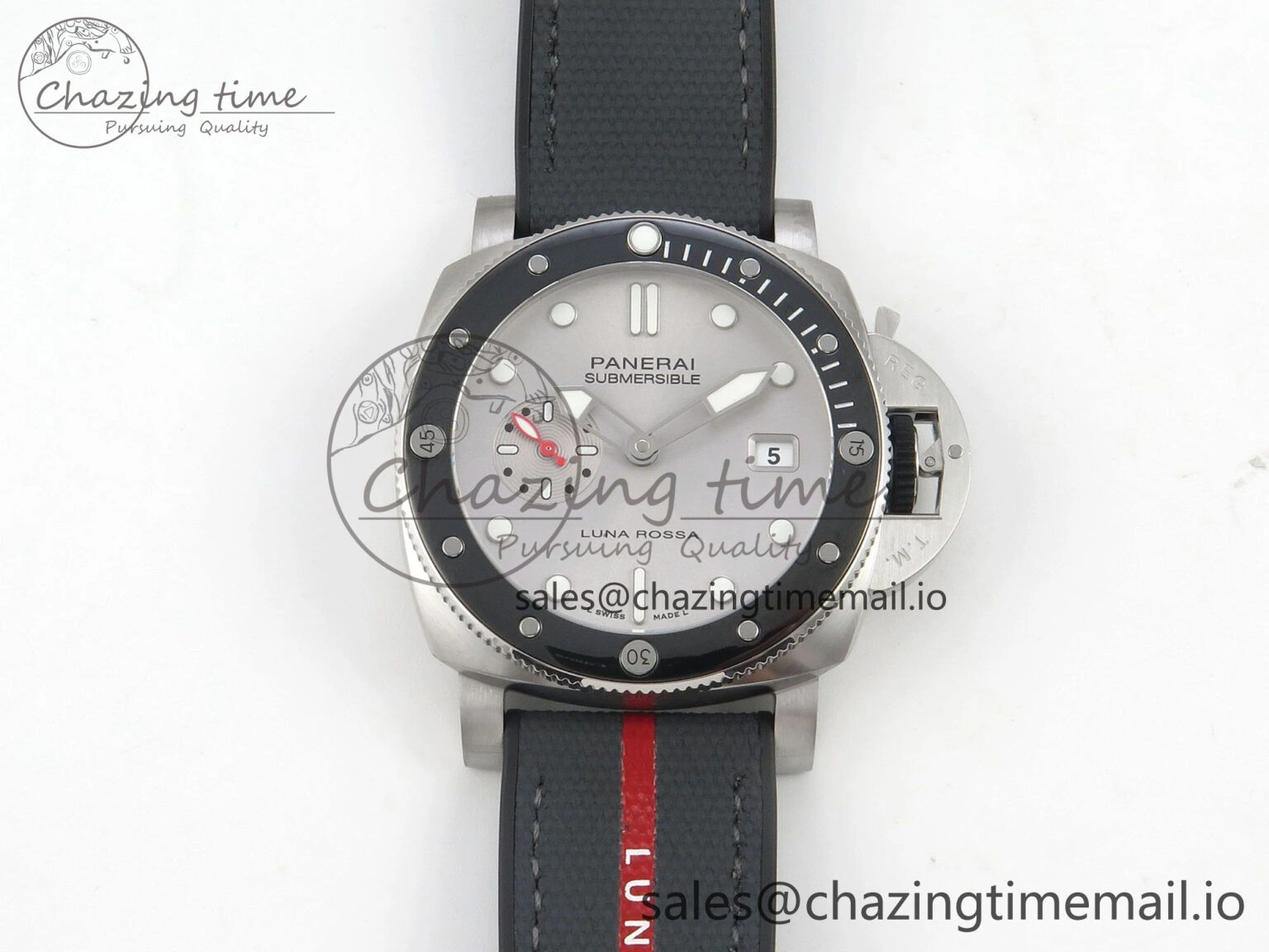 PAM1681 44mm Luna Rossa Submersible VSF 1:1 Best Edition On Gray Fabric Strap P900