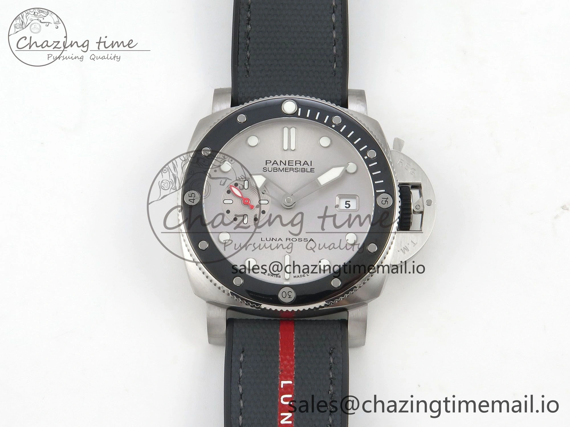 PAM1681 44mm Luna Rossa Submersible VSF 1:1 Best Edition On Gray Fabric Strap P900