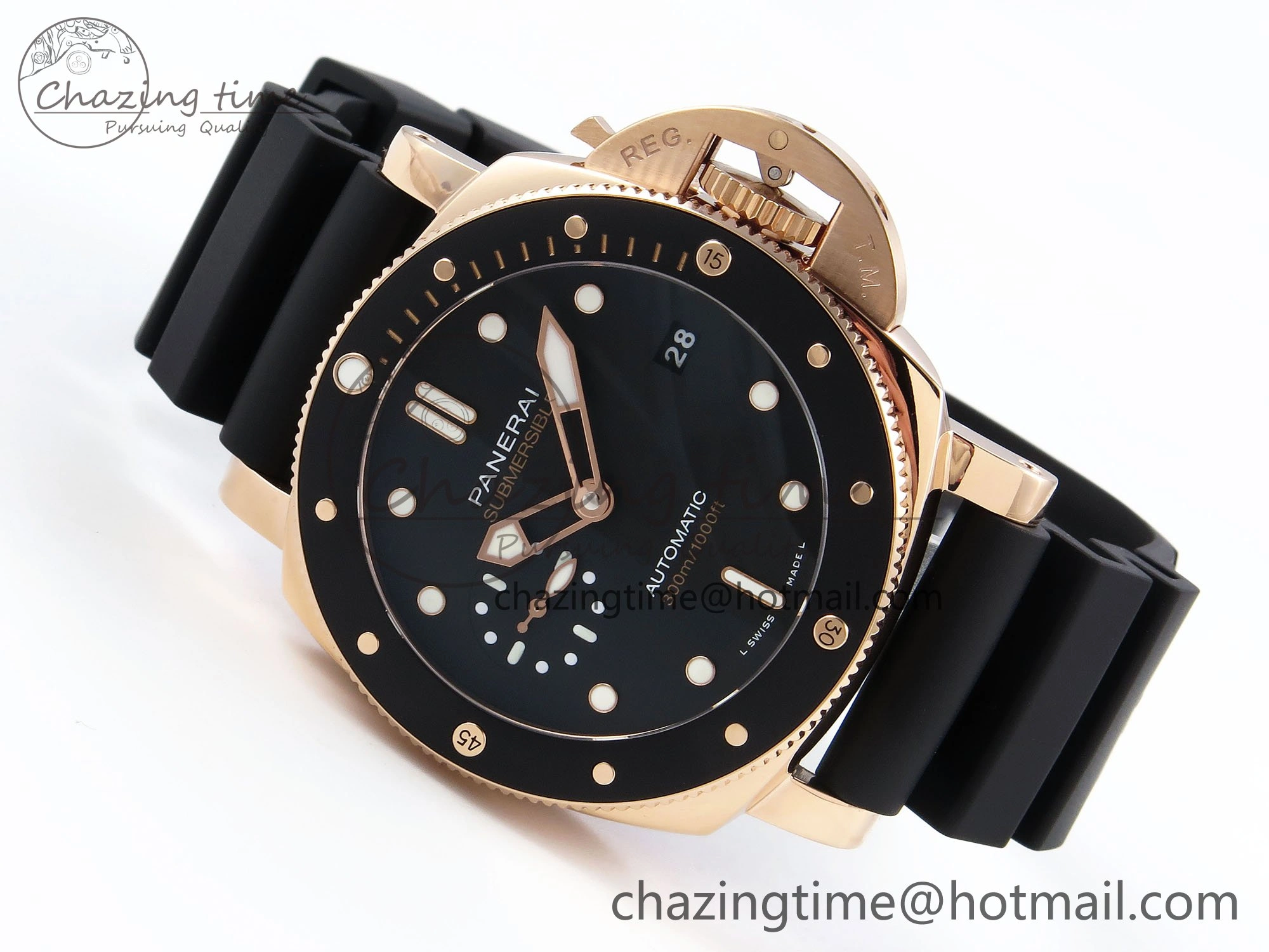 PAM2164 Luminor Submersible 42mm VSF Best Edition Black Dial on Rubber Strap P900 Clone