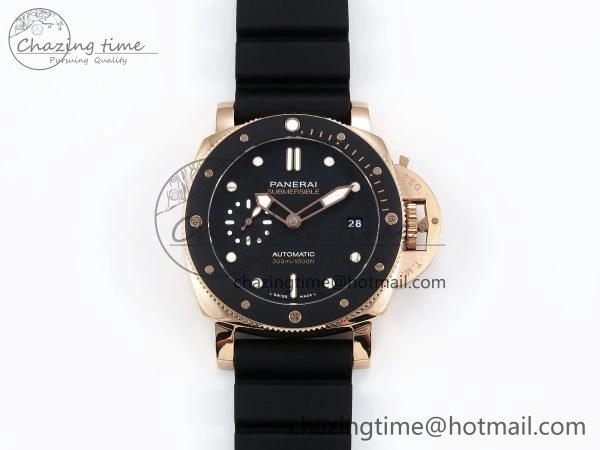 PAM2164 Luminor Submersible 42mm VSF Best Edition Black Dial on Rubber Strap P900 Clone