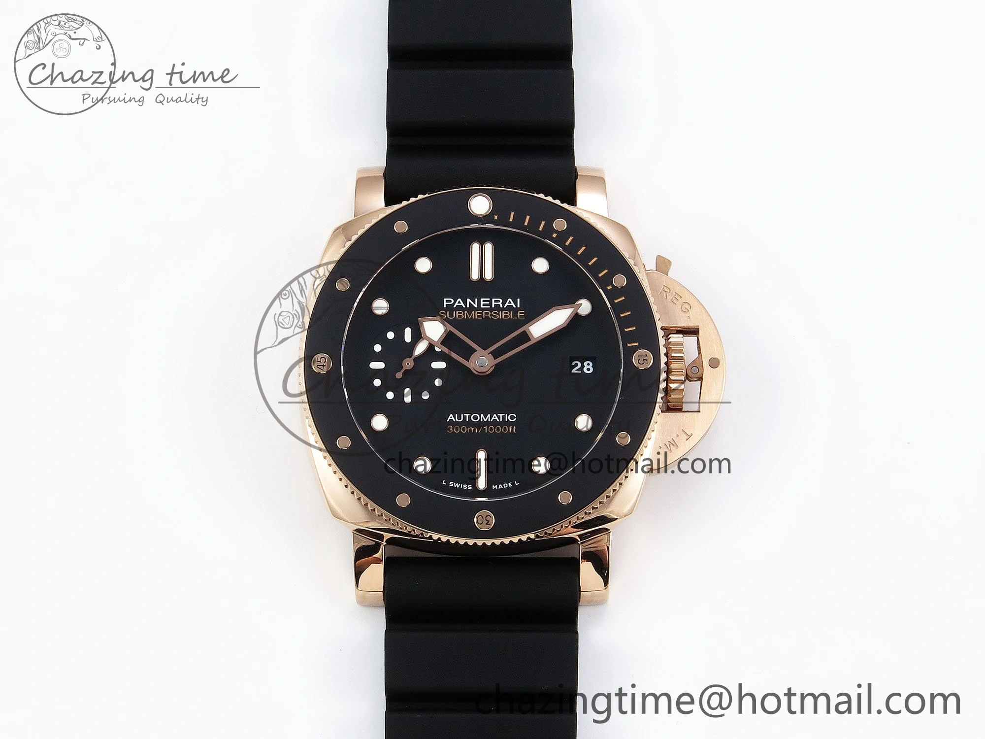 PAM2164 Luminor Submersible 42mm VSF Best Edition Black Dial on Rubber Strap P900 Clone