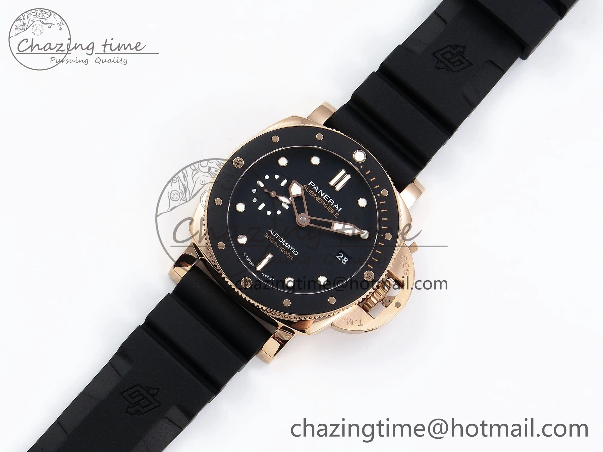 PAM2164 Luminor Submersible 42mm VSF Best Edition Black Dial on Rubber Strap P900 Clone
