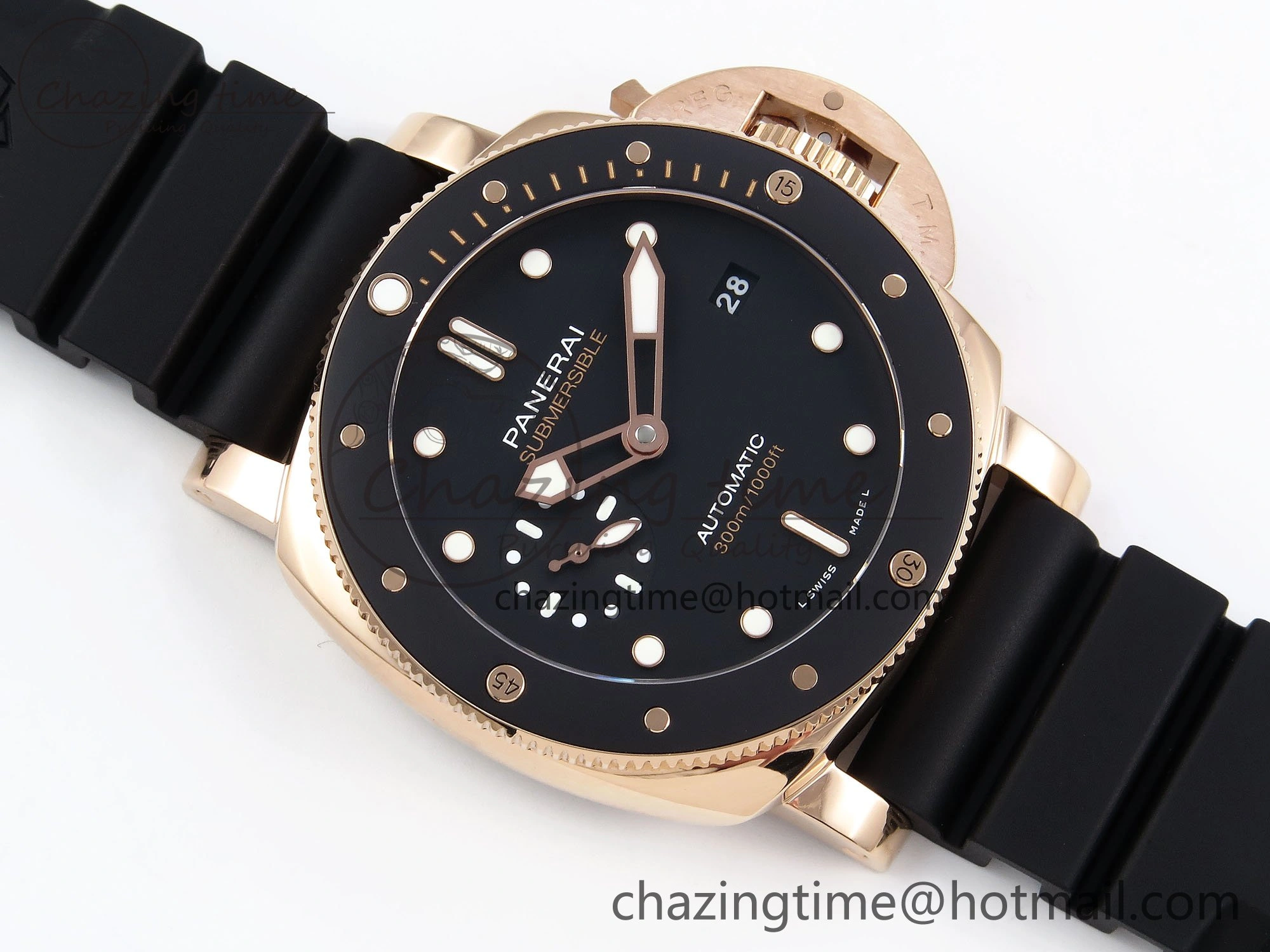 PAM2164 Luminor Submersible 42mm VSF Best Edition Black Dial on Rubber Strap P900 Clone