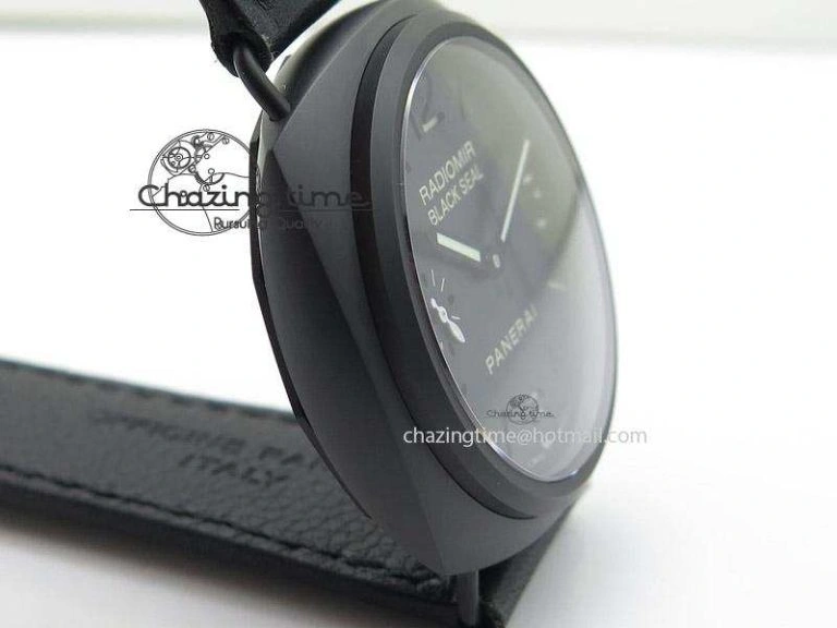 PAM292 O Real Ceramic V6F Best Edition on Black Leather Strap A6497