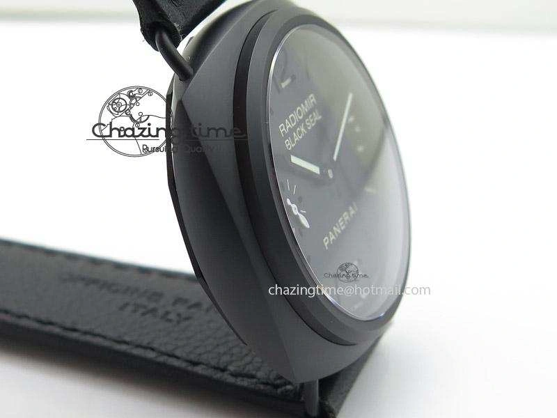 PAM292 O Real Ceramic V6F Best Edition on Black Leather Strap A6497