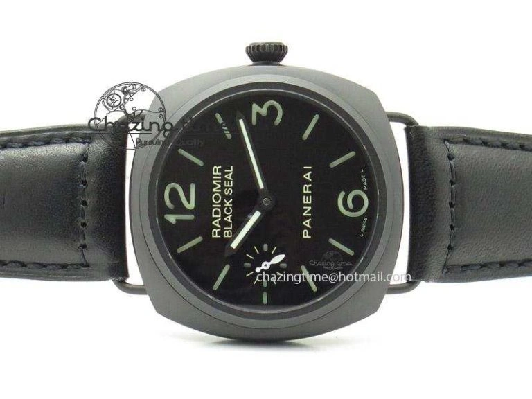 PAM292 O Real Ceramic V6F Best Edition on Black Leather Strap A6497