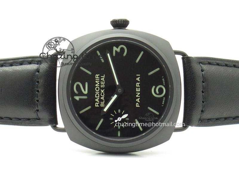 PAM292 O Real Ceramic V6F Best Edition on Black Leather Strap A6497