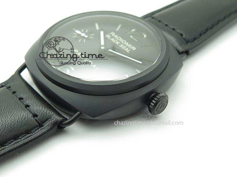 PAM292 O Real Ceramic V6F Best Edition on Black Leather Strap A6497
