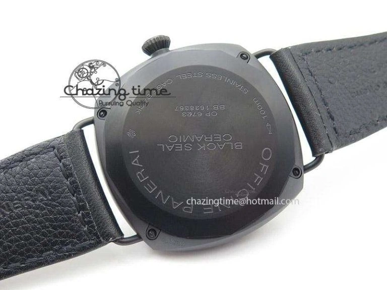 PAM292 O Real Ceramic V6F Best Edition on Black Leather Strap A6497