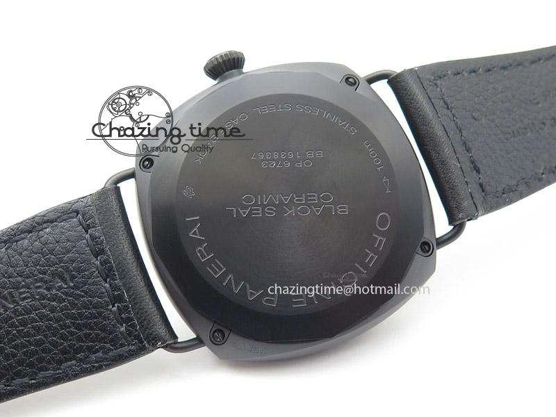 PAM292 O Real Ceramic V6F Best Edition on Black Leather Strap A6497