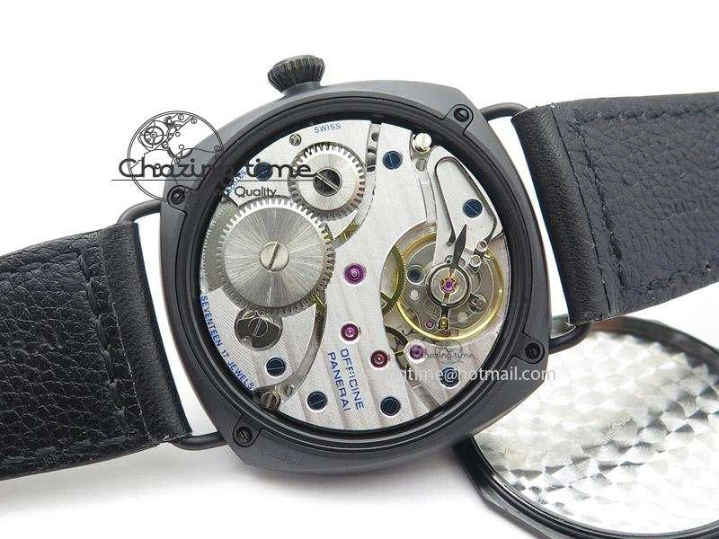 PAM292 O Real Ceramic V6F Best Edition on Black Leather Strap A6497