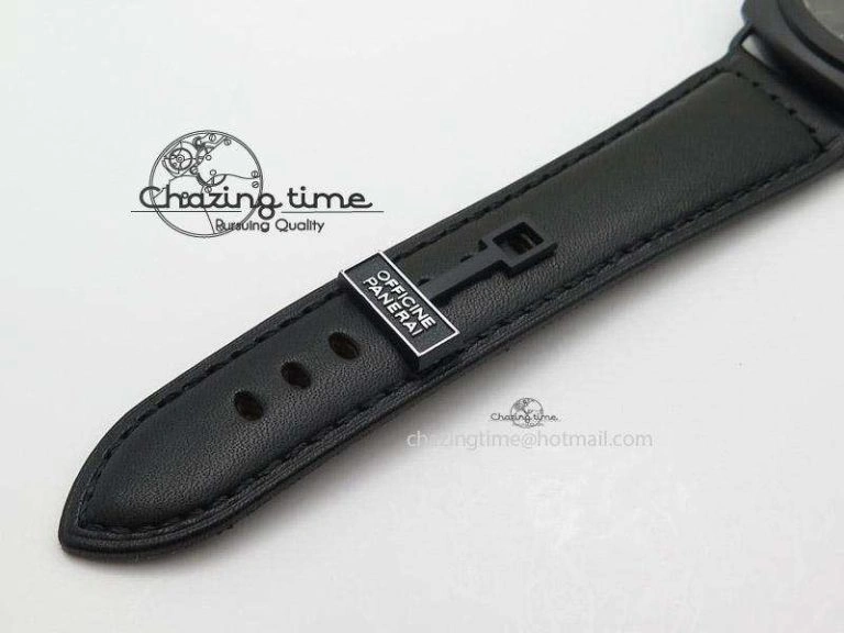 PAM292 O Real Ceramic V6F Best Edition on Black Leather Strap A6497