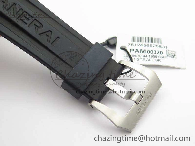PAM320 M GMT VSF 1:1 Best Edition On Black Rubber Strap P.9001 Super Clone V2