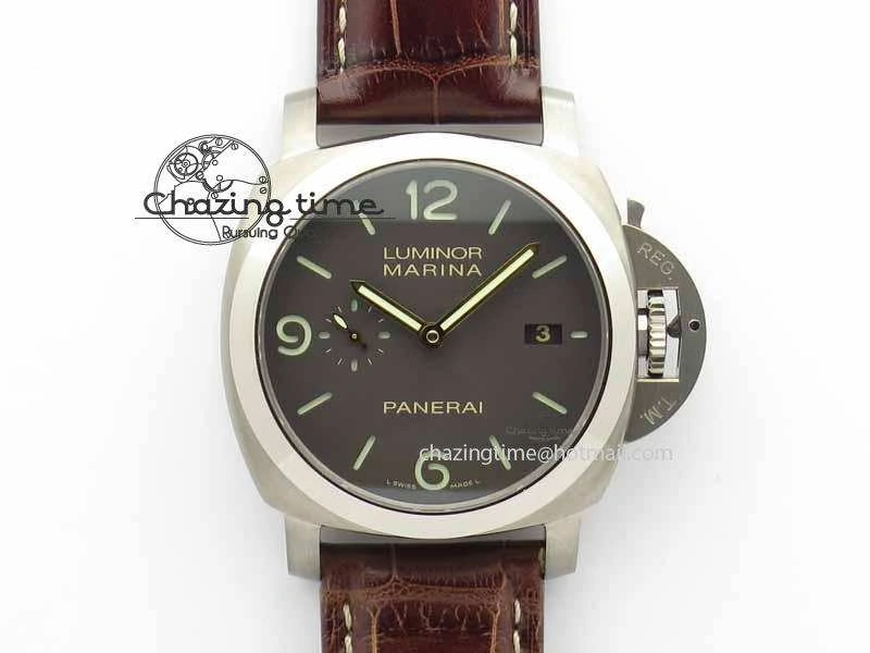 PAM351 Q Titanium VSF 1:1 Best Edition On Brown Leather Strap P.9000 Super Clone