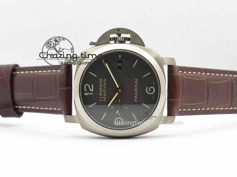 PAM351 Q Titanium VSF 1:1 Best Edition On Brown Leather Strap P.9000 Super Clone