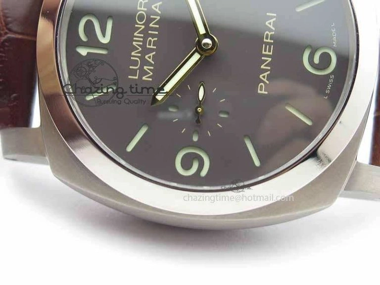 PAM351 Q Titanium VSF 1:1 Best Edition On Brown Leather Strap P.9000 Super Clone