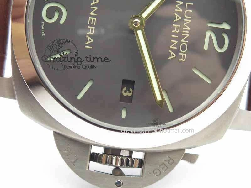 PAM351 Q Titanium VSF 1:1 Best Edition On Brown Leather Strap P.9000 Super Clone