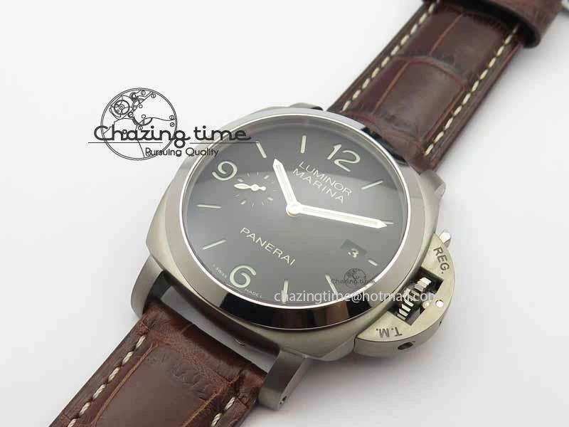 PAM351 Q Titanium VSF 1:1 Best Edition On Brown Leather Strap P.9000 Super Clone