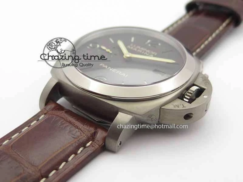 PAM351 Q Titanium VSF 1:1 Best Edition On Brown Leather Strap P.9000 Super Clone