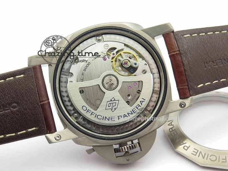 PAM351 Q Titanium VSF 1:1 Best Edition On Brown Leather Strap P.9000 Super Clone