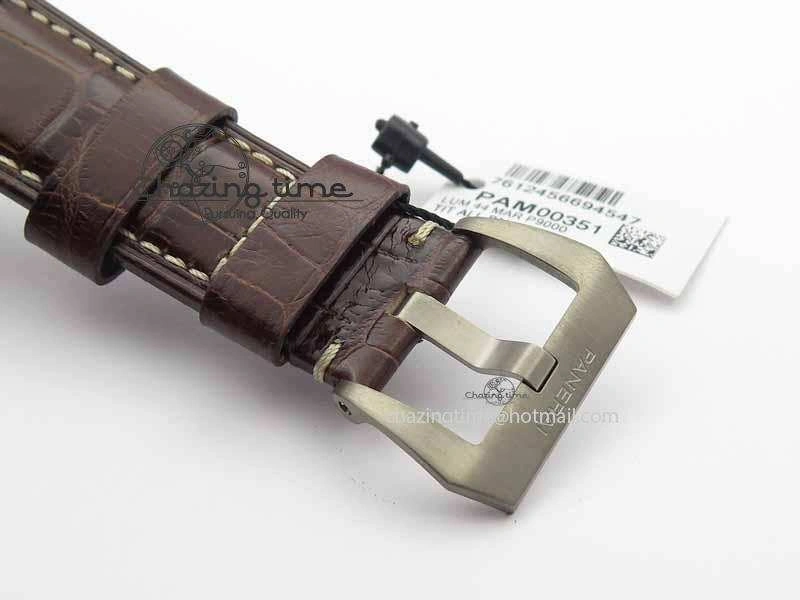 PAM351 Q Titanium VSF 1:1 Best Edition On Brown Leather Strap P.9000 Super Clone