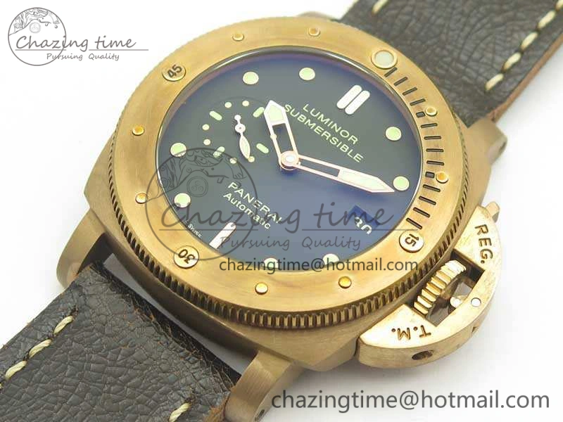 PAM382 N Bronzo VSF 1:1 Best Edition On Brown Distressed Calfskin Strap P.9000 Super Clone V2