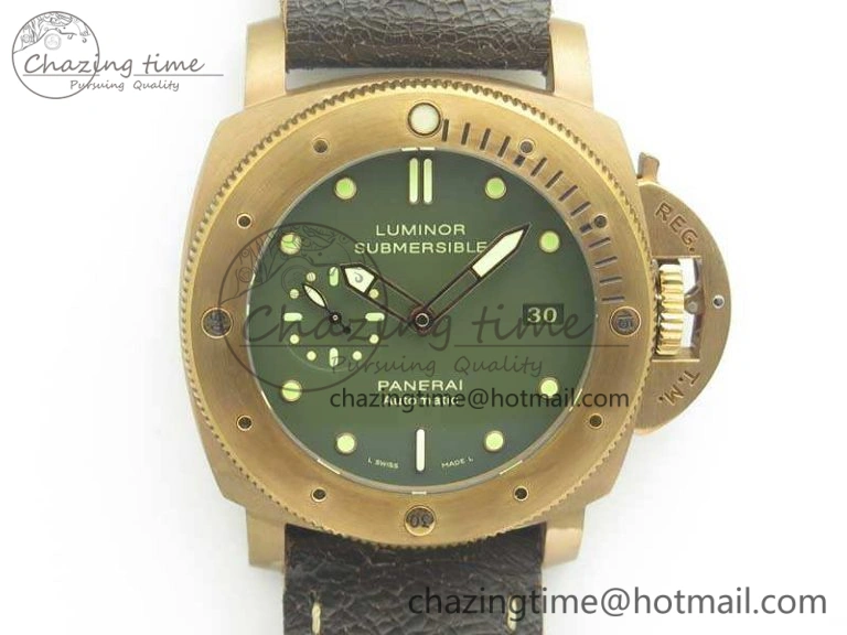 PAM382 N Bronzo VSF 1:1 Best Edition On Brown Distressed Calfskin Strap P.9000 Super Clone V2