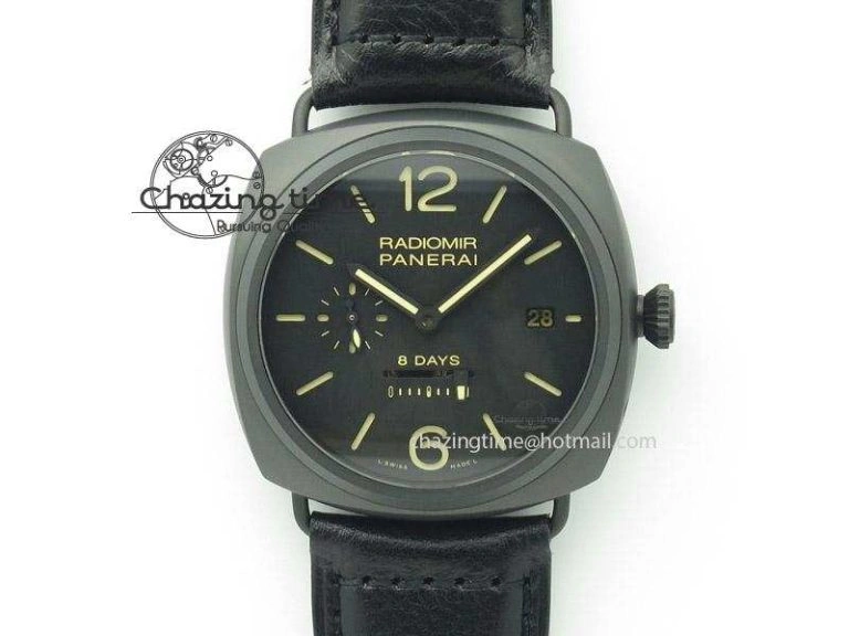 PAM384 N Real PR Real Ceramic V6F Best Edition On Black Leather Strap P2002