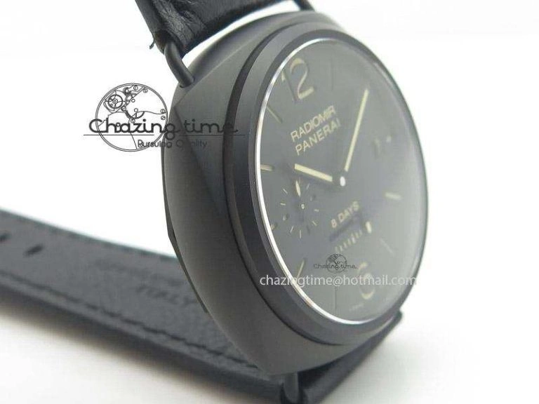 PAM384 N Real PR Real Ceramic V6F Best Edition On Black Leather Strap P2002