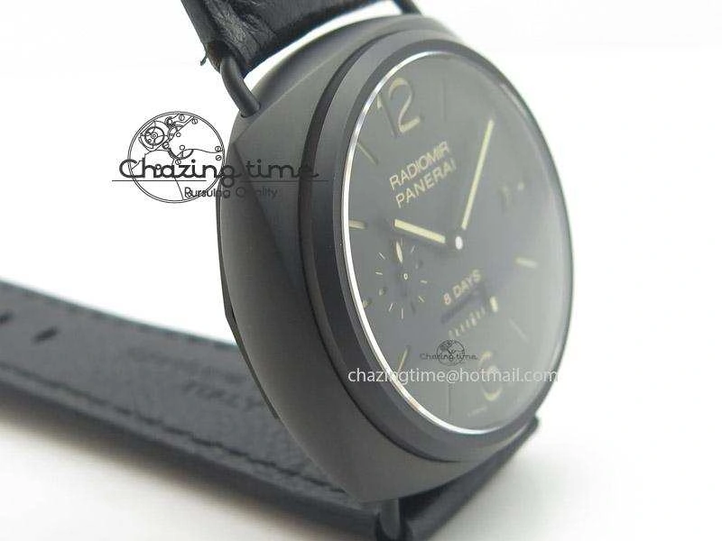 PAM384 N Real PR Real Ceramic V6F Best Edition On Black Leather Strap P2002