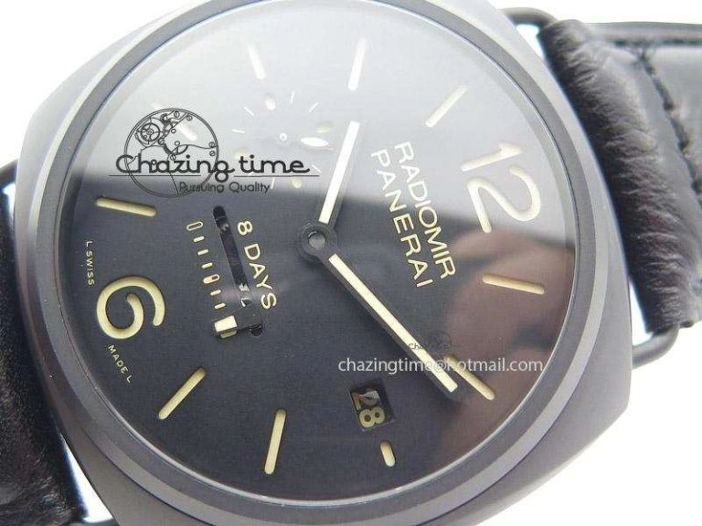 PAM384 N Real PR Real Ceramic V6F Best Edition On Black Leather Strap P2002