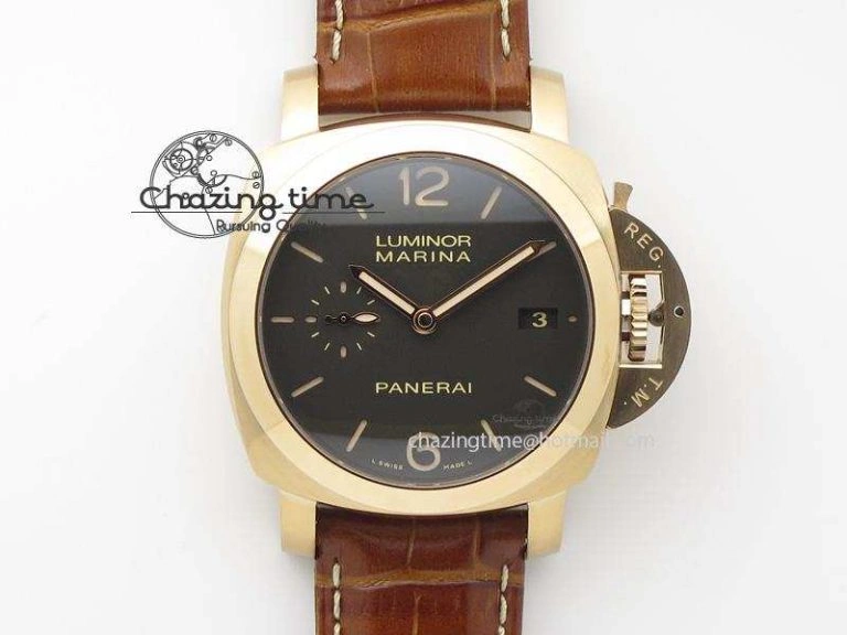 PAM393 P Ladies RG ZF 1:1 Best Edition On Brown Leather Strap P9000