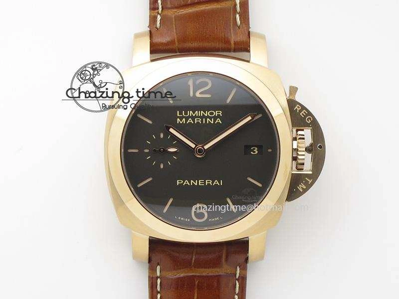 PAM393 P Ladies RG ZF 1:1 Best Edition On Brown Leather Strap P9000