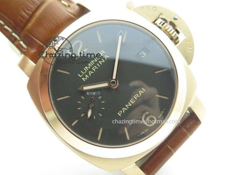 PAM393 P Ladies RG ZF 1:1 Best Edition On Brown Leather Strap P9000