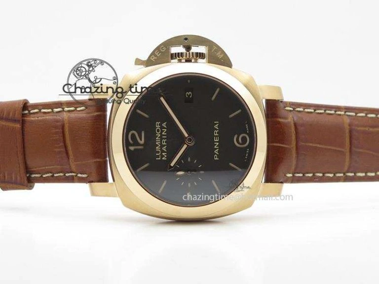 PAM393 P Ladies RG ZF 1:1 Best Edition On Brown Leather Strap P9000
