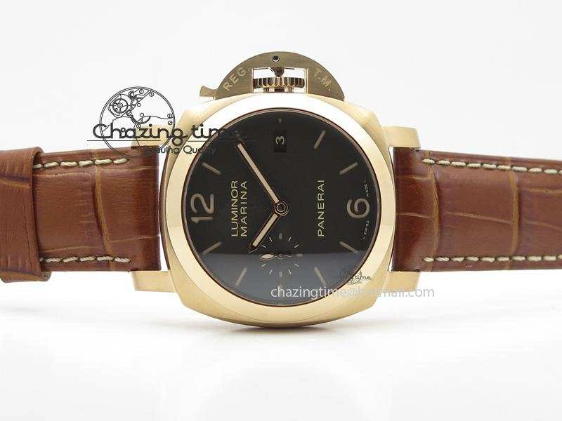PAM393 P Ladies RG ZF 1:1 Best Edition On Brown Leather Strap P9000