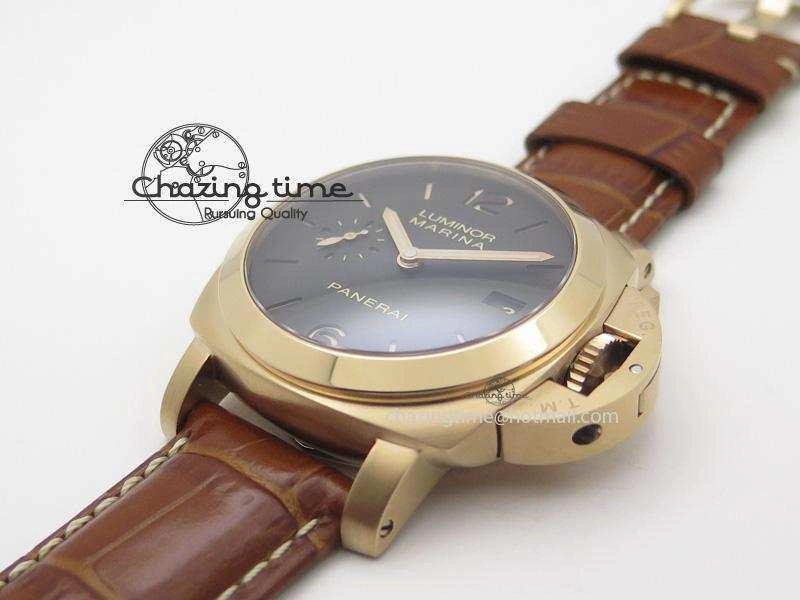 PAM393 P Ladies RG ZF 1:1 Best Edition On Brown Leather Strap P9000